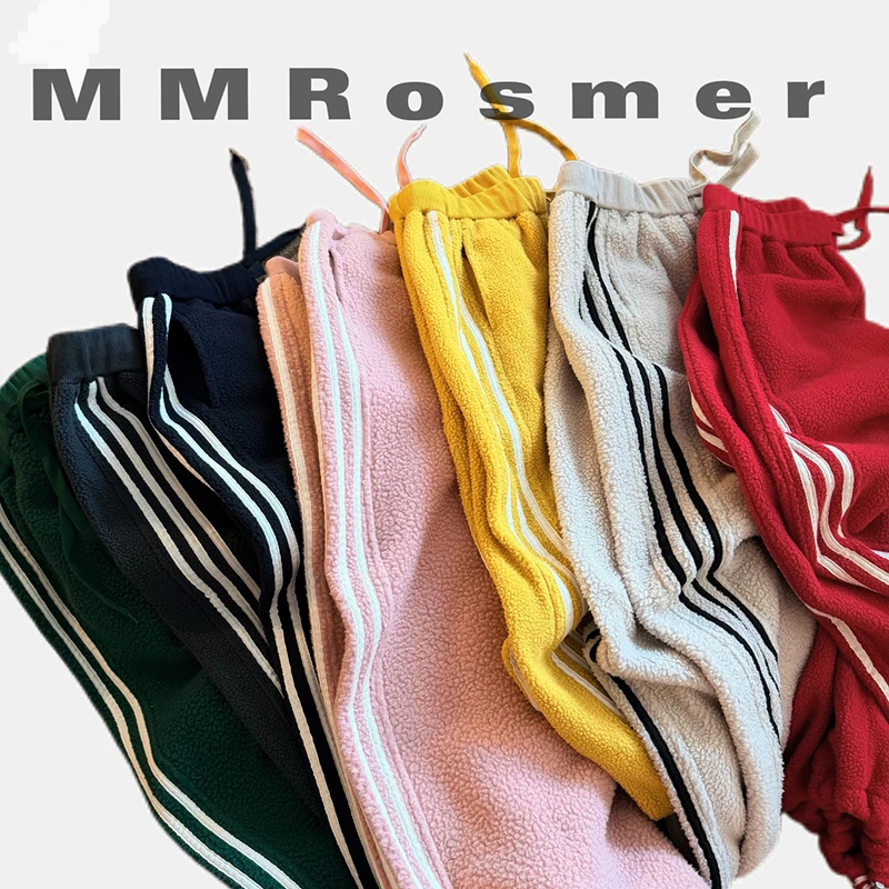 冬季新款加绒加厚摇粒绒三道杠休闲裤女保暖时尚显瘦百搭长裤卫裤