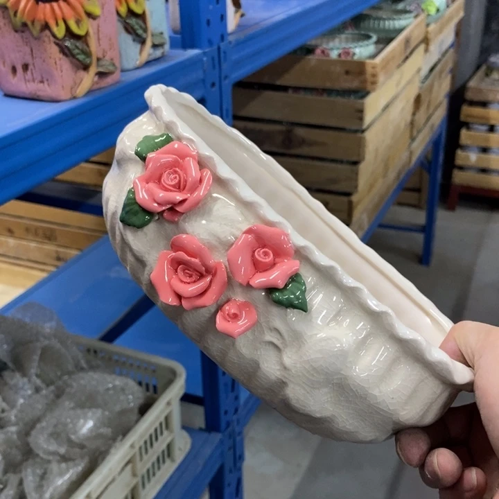 陶瓷花盆单场满9.9发21*12*7