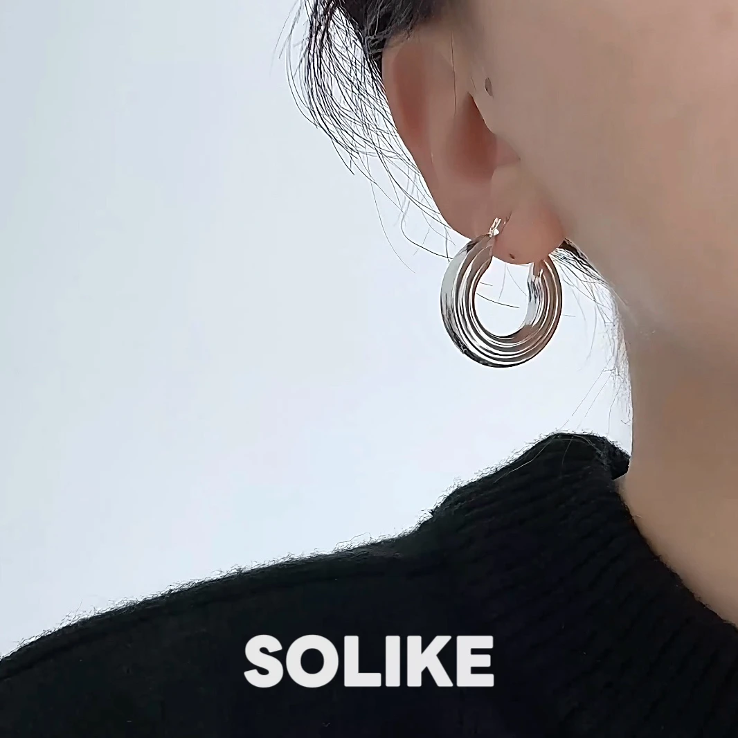 925银耳饰 【流年】小众设计感条纹圆圈耳环重工质感简约复古风耳饰