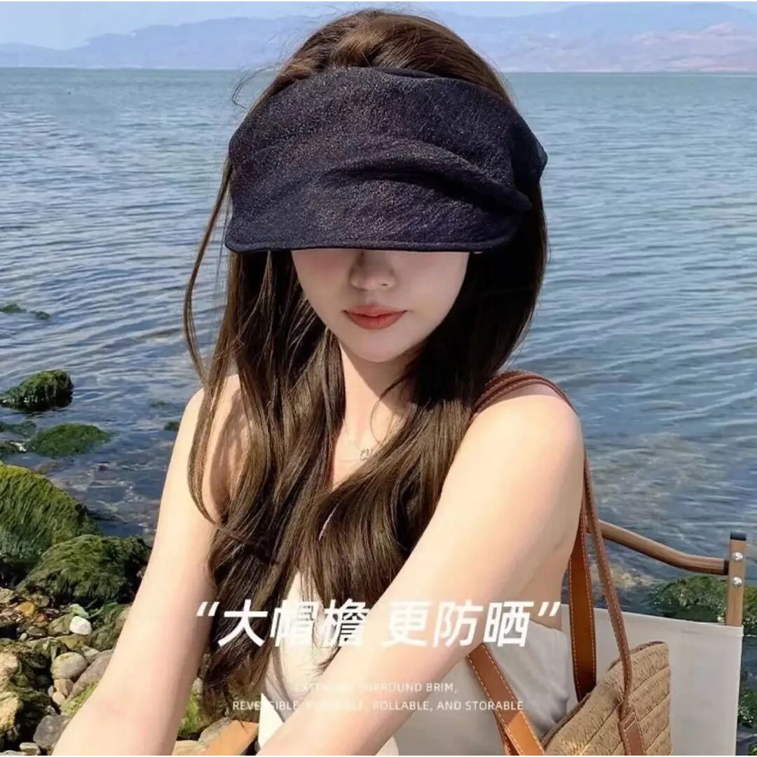 夏季防紫外线空顶帽优雅欧根纱遮阳防晒帽遮脸休闲女士太阳