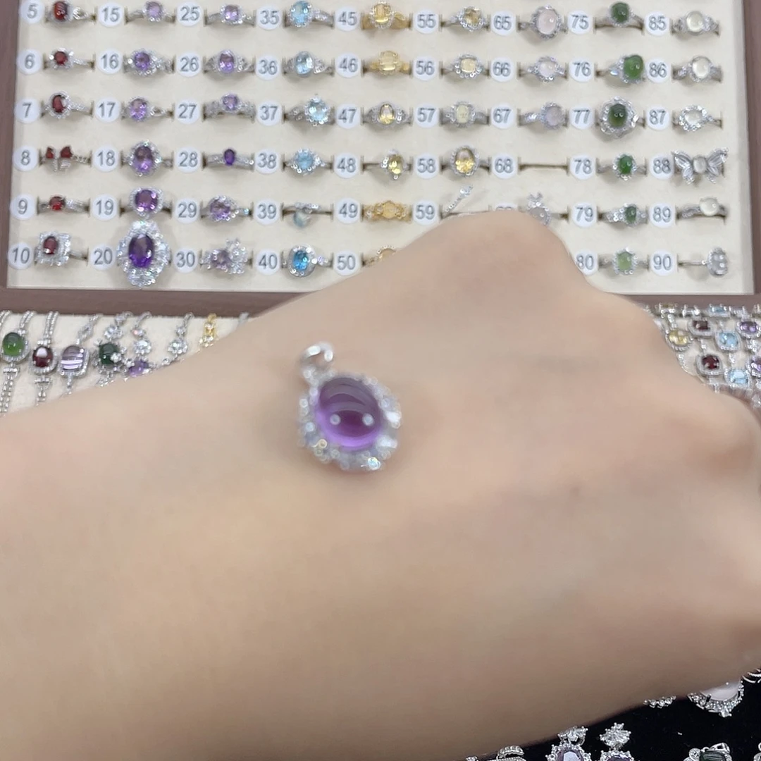 W***雯颈饰银S925镶嵌紫晶