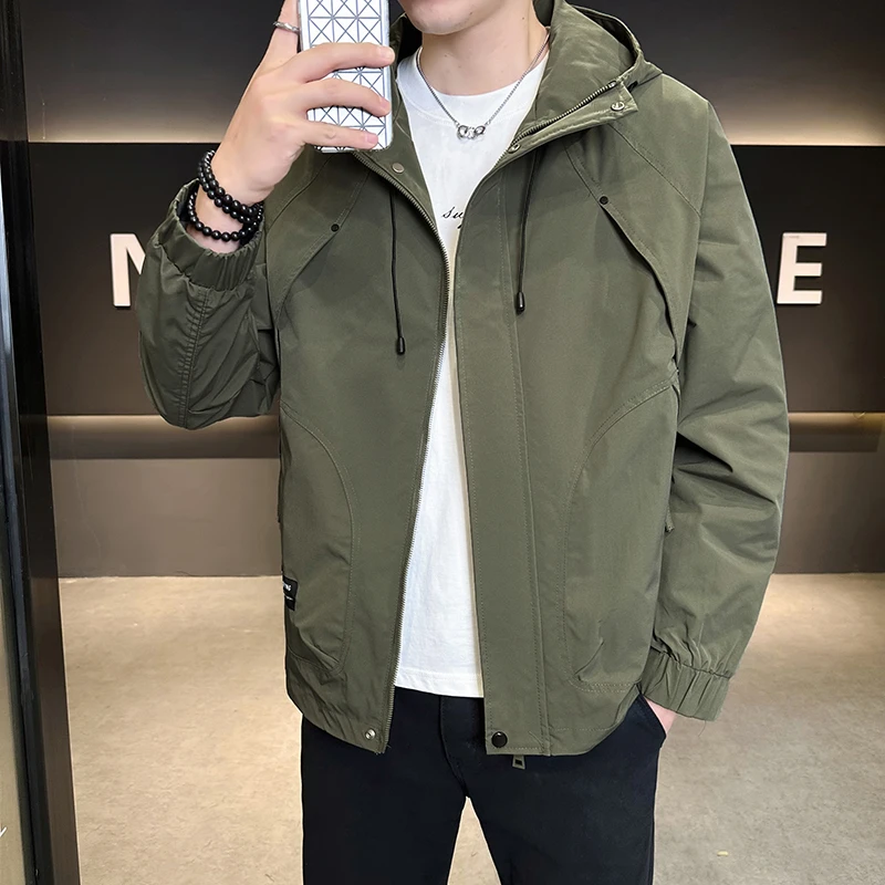 高品质【佰格翰】男士帅气连帽夹克潮流休闲百搭春秋季连帽外套8580