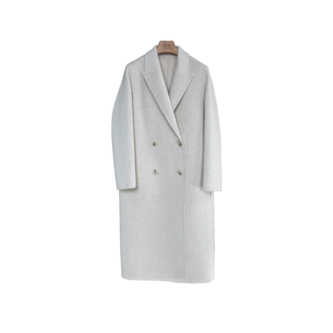 含山羊绒秋冬新款微阔正肩加厚保暖气质大衣外套女装