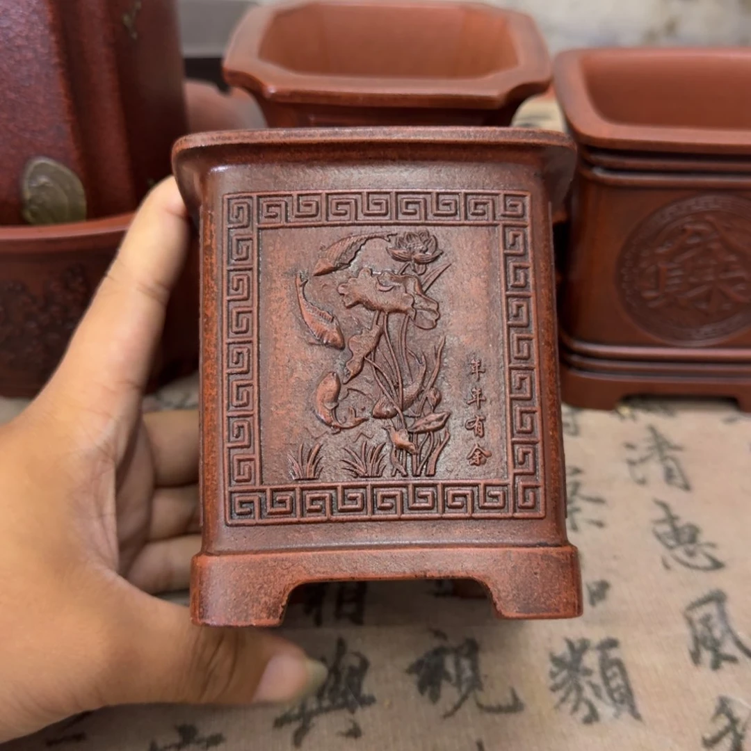 紫砂花盆8x9.5内经紫砂花盆