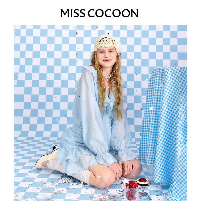 missCOCOON25新款玫瑰刺绣波浪花边衬衣半身裙0055