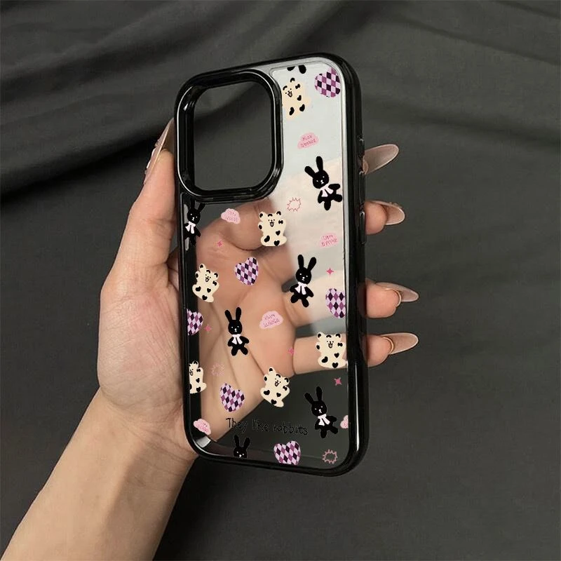 爱心布偶兔子适用苹果16手机壳iPhone14小众15创意13透明12promax