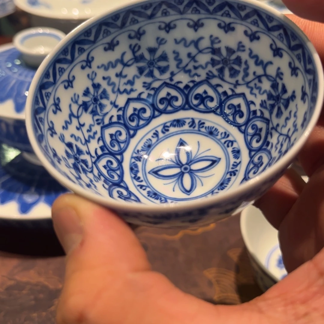 下****河青花杂宝宝相鸡心杯