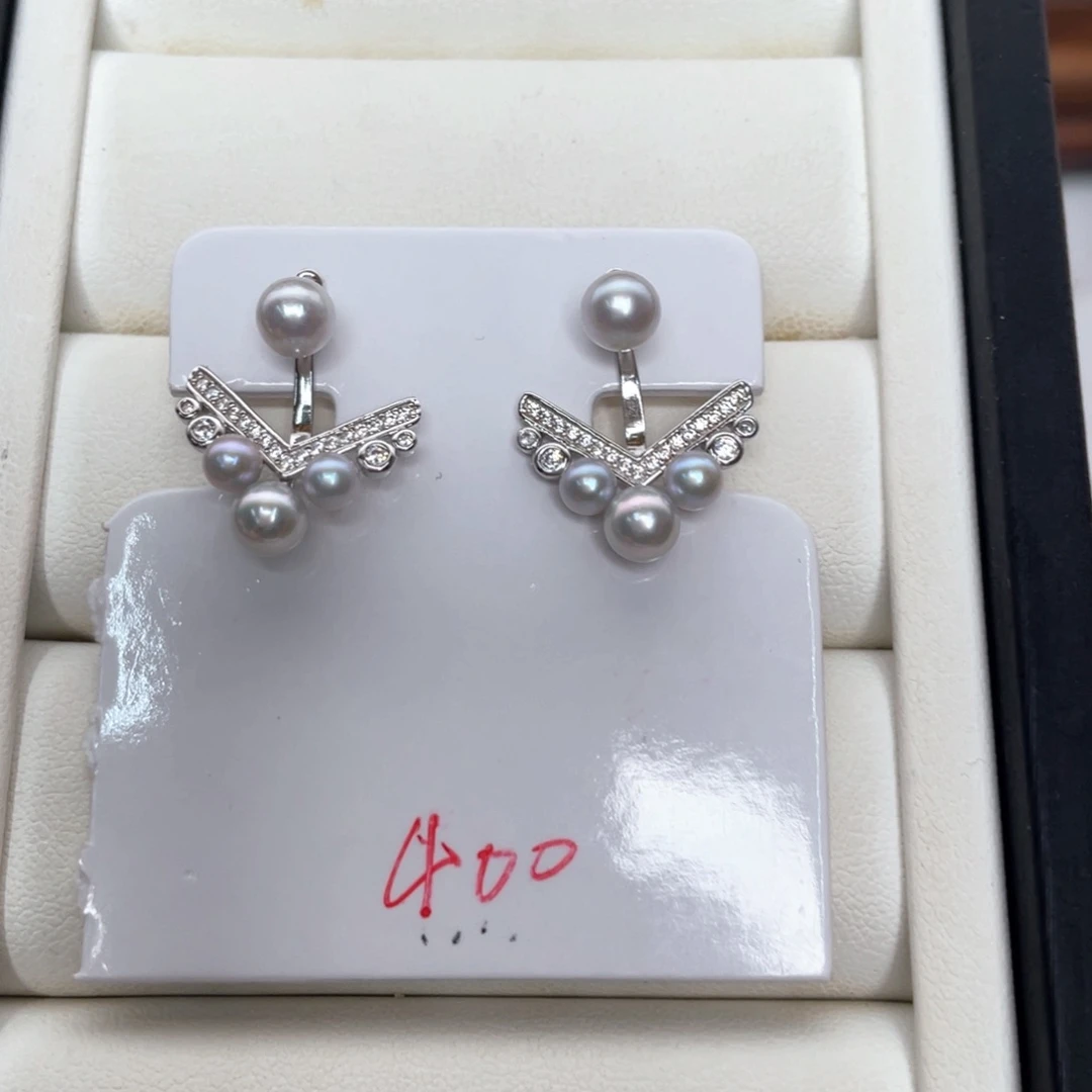 银S925镶嵌耳饰海水珍珠