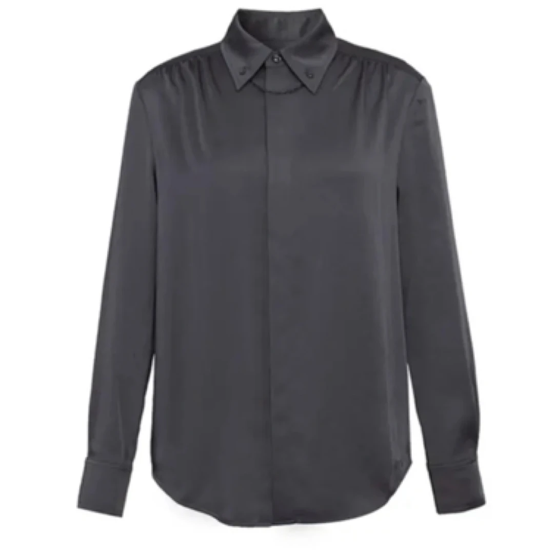 AMASS/阿玛施新中式气质色丁长袖女衬衣附金属链扣女5300988