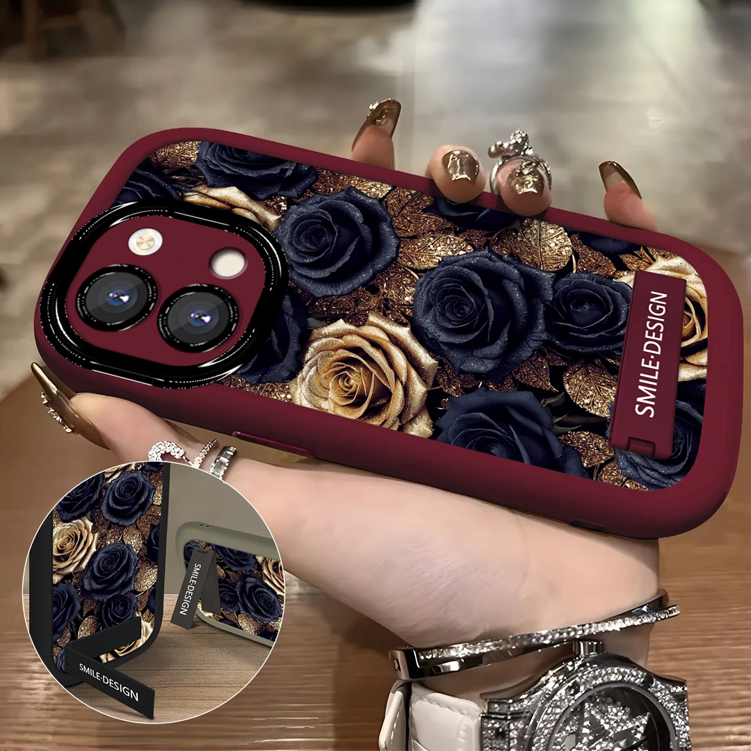 适用于【OPPO】Reno9/Pro创意高级感黑金玫瑰潮流防摔手机壳