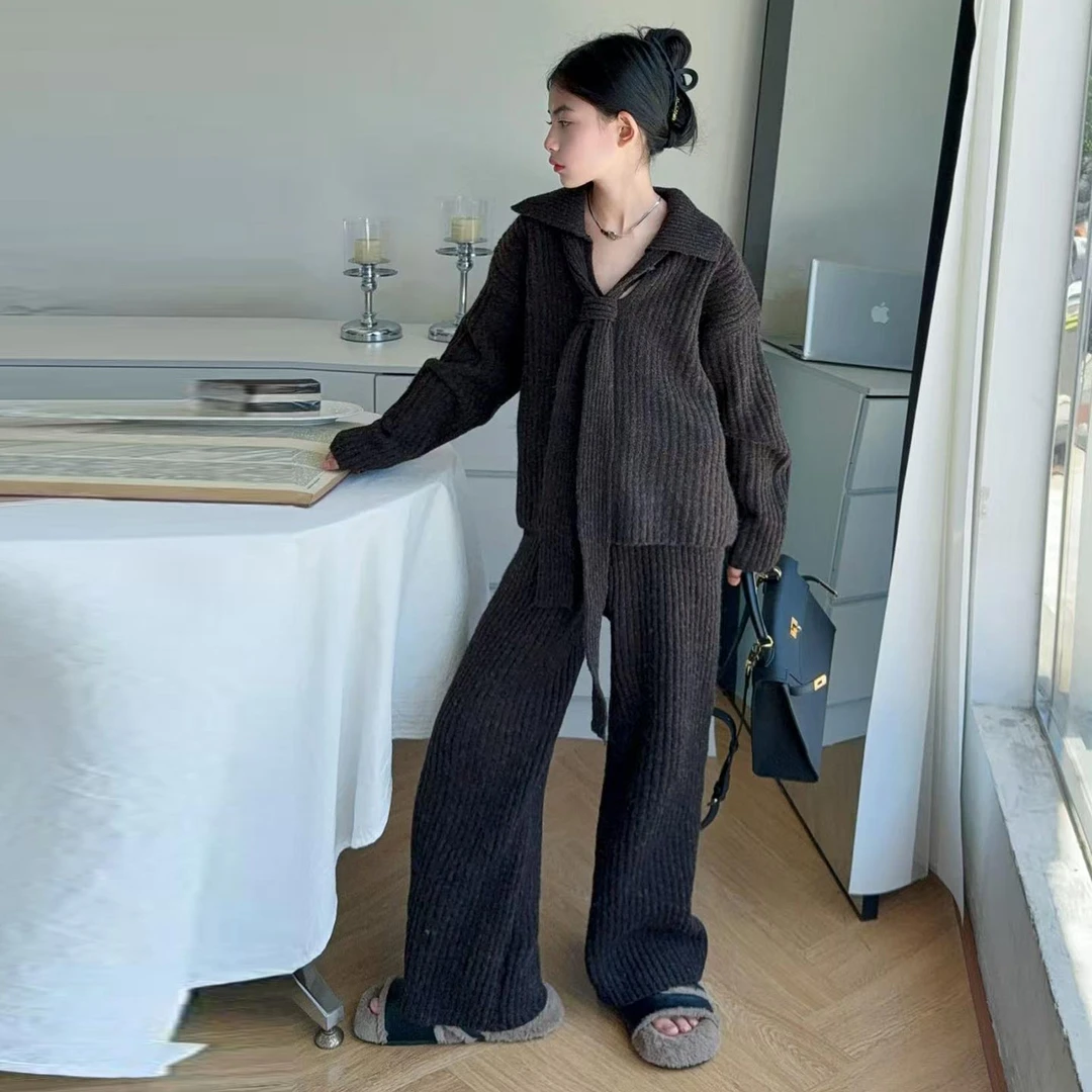 【酷哒仔】女童韩系针织毛衣裤子两件套装2025秋冬装中大童女孩子潮
