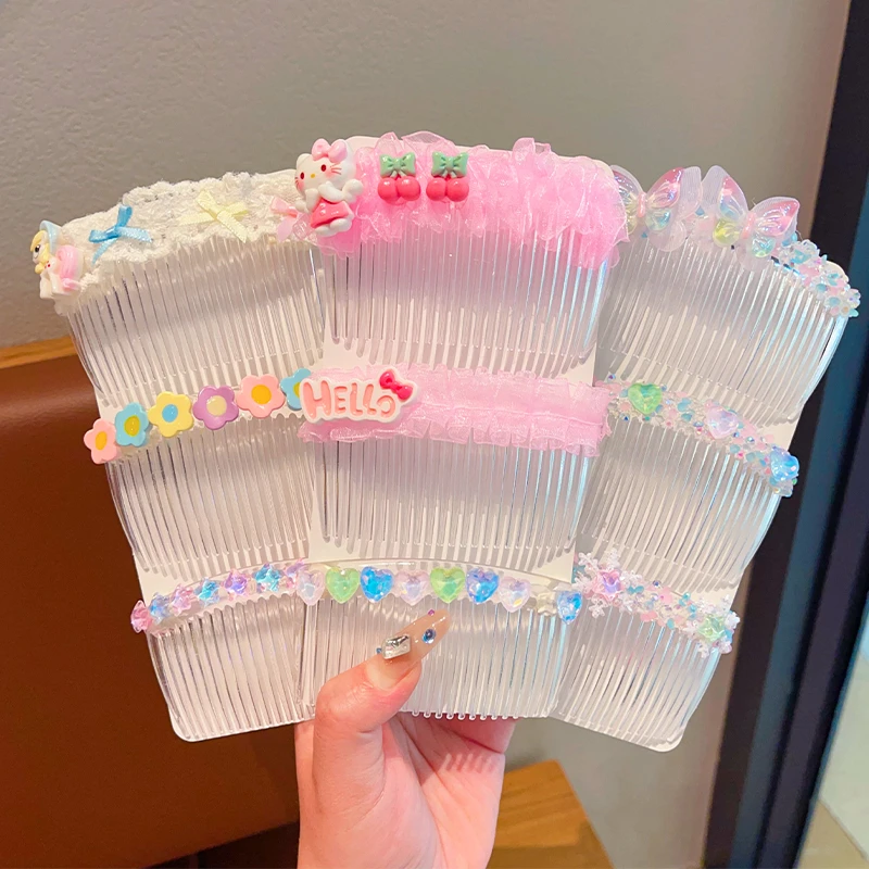 儿童卡通可爱库洛米透明发梳刘海梳碎发整理神器发卡女童插梳头饰