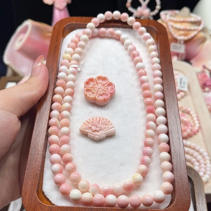好***·贝壳手串/手链粉贝108卡7多圈小雕
