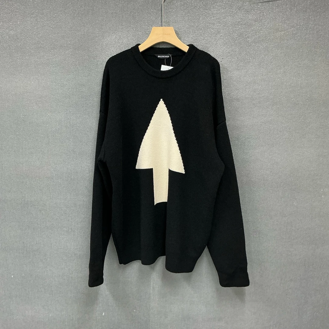 全新未使用 Balenciaga/巴黎世家 96%羊毛箭头圆领毛衣xs码 2014