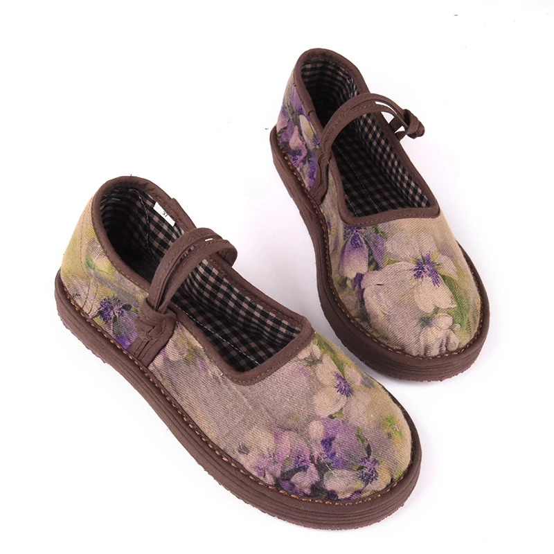 【秋香-方口盘扣】布鞋单鞋千层底布鞋民族风系带平底老北京布鞋