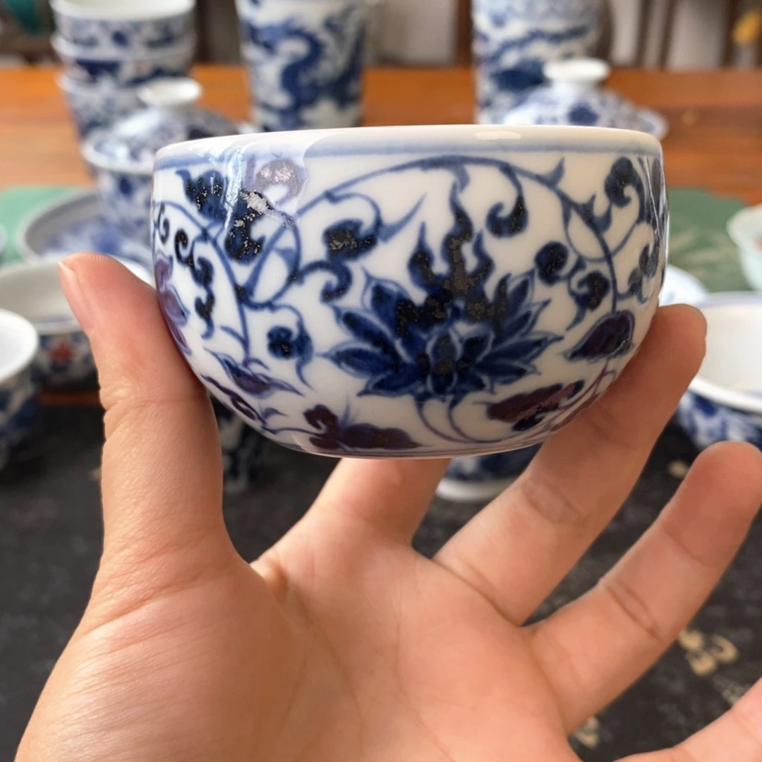 瓷片景德镇手绘陶瓷青花缠枝莲