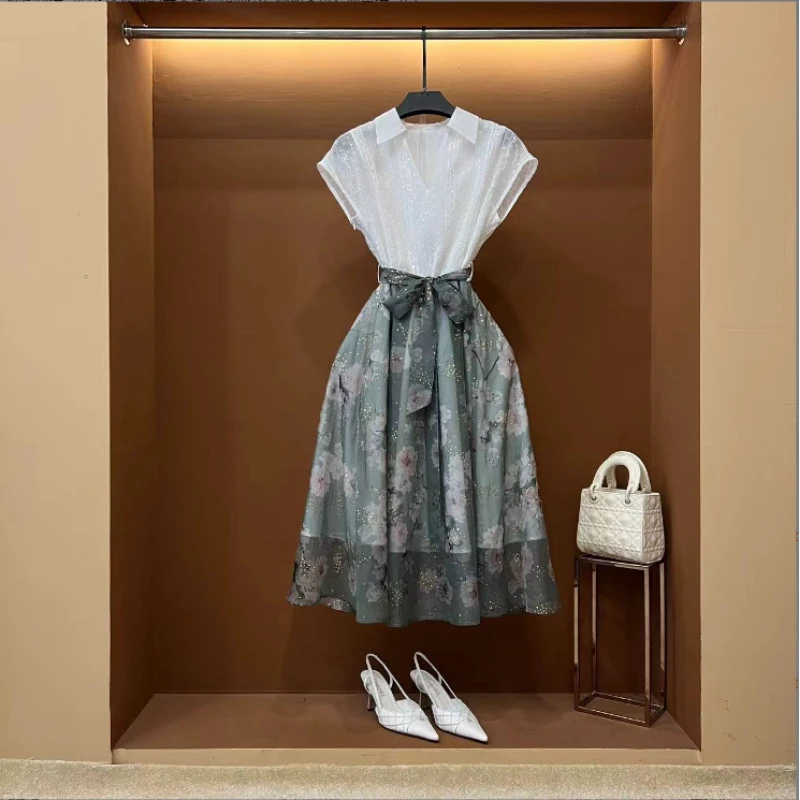 春夏丨设计师轻奢法式印花女士连衣裙CX-2024618