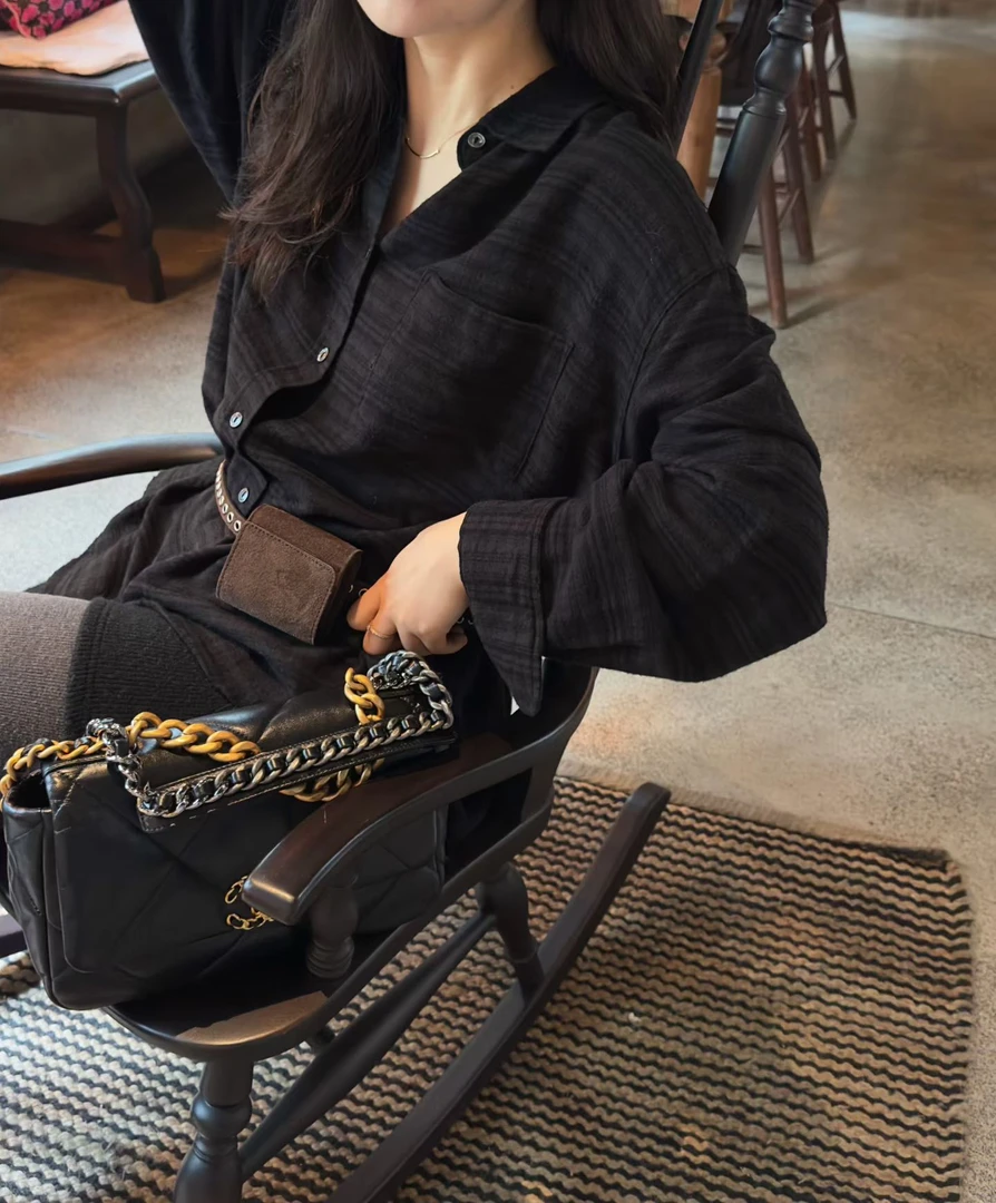 东大门25fw fre磨毛格子衬衫w