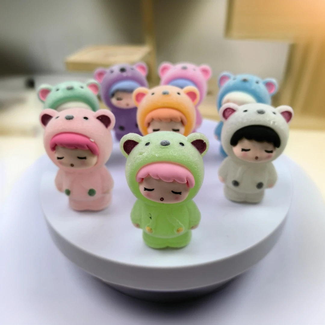 【直播拆】植绒夜光树脂站姿小熊可爱创意摆件