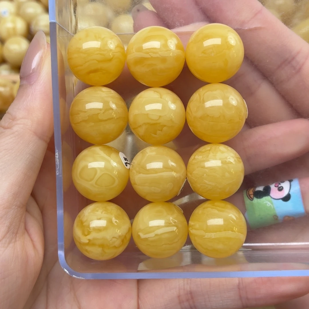 裸石蜜蜡未镶嵌蜜蜡圆珠手串18+