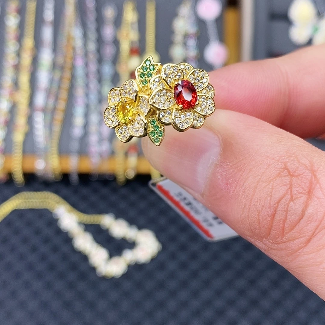 戒指蓝宝石银S925镶嵌