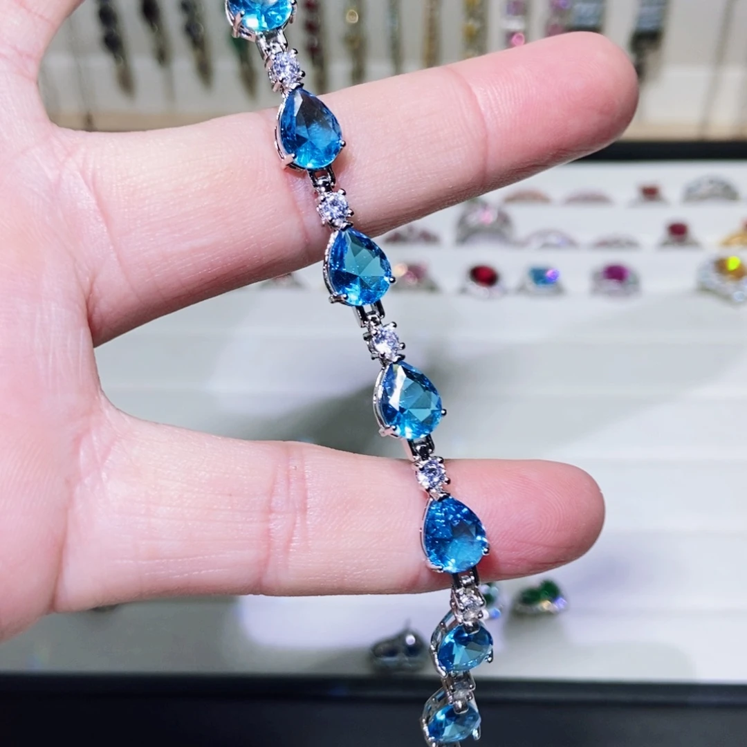 银S925镶嵌耳饰托帕石