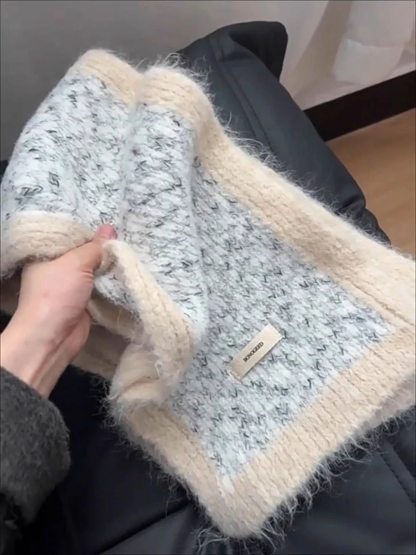 韩系加厚保暖针织围巾女2025秋冬季含羊毛软糯围脖学生冬天围巾