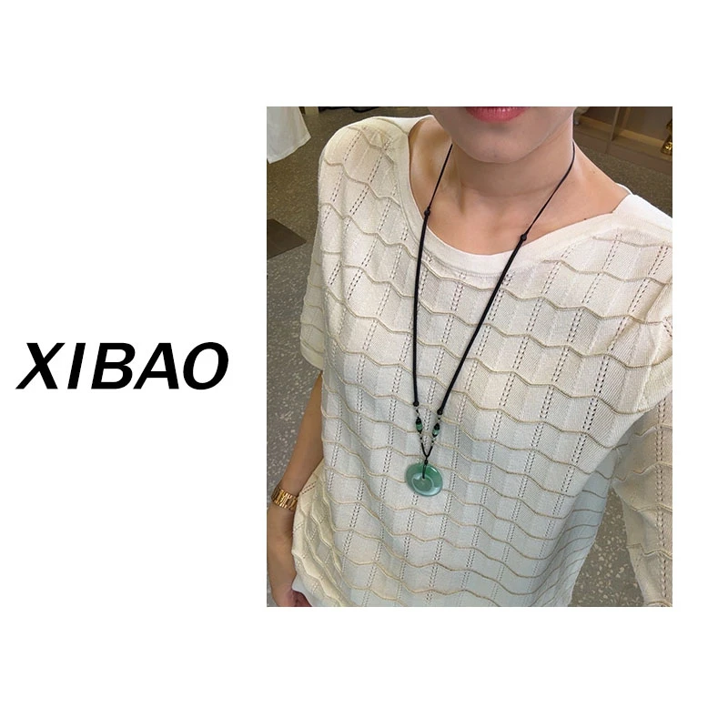 【波浪纹】立体花纹金丝线小一字领上衣 新