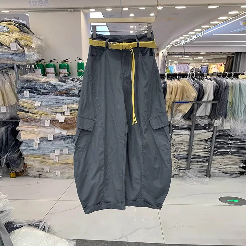 正版夏季新款遮肉显瘦炸街酷飒辣妹工装弯刀裤长裤女潮流ins洋气