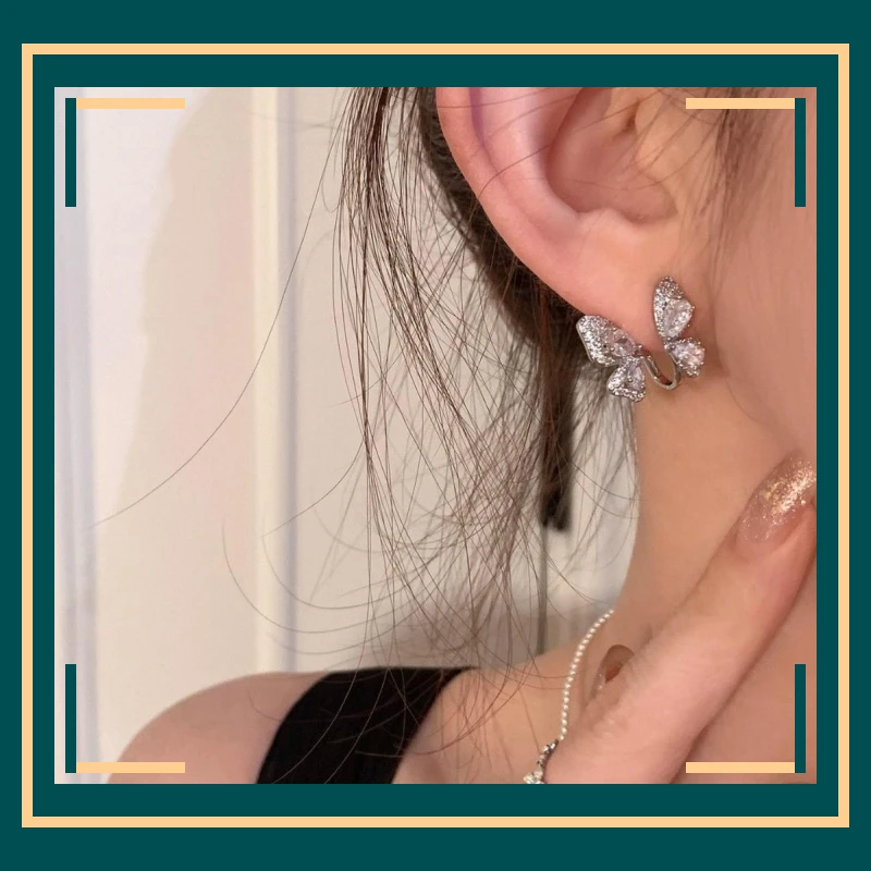 铜合金锆石耳饰 耳扣轻奢素款时尚百搭风仙甜美气质耳钉新款爆款