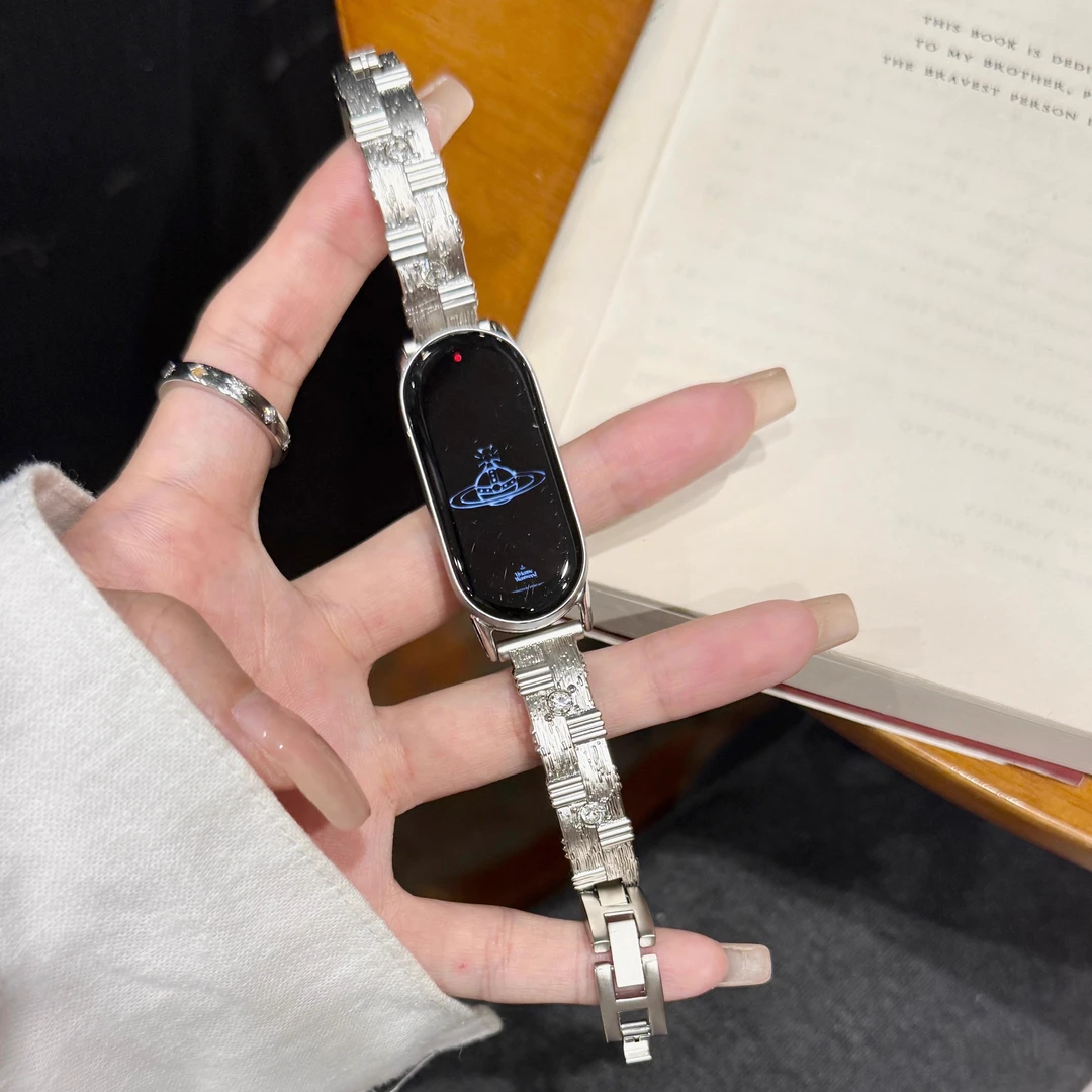 小众镶钻手镯适用小米手环10表带9/8/7NFC腕带女款高级感9pro华为