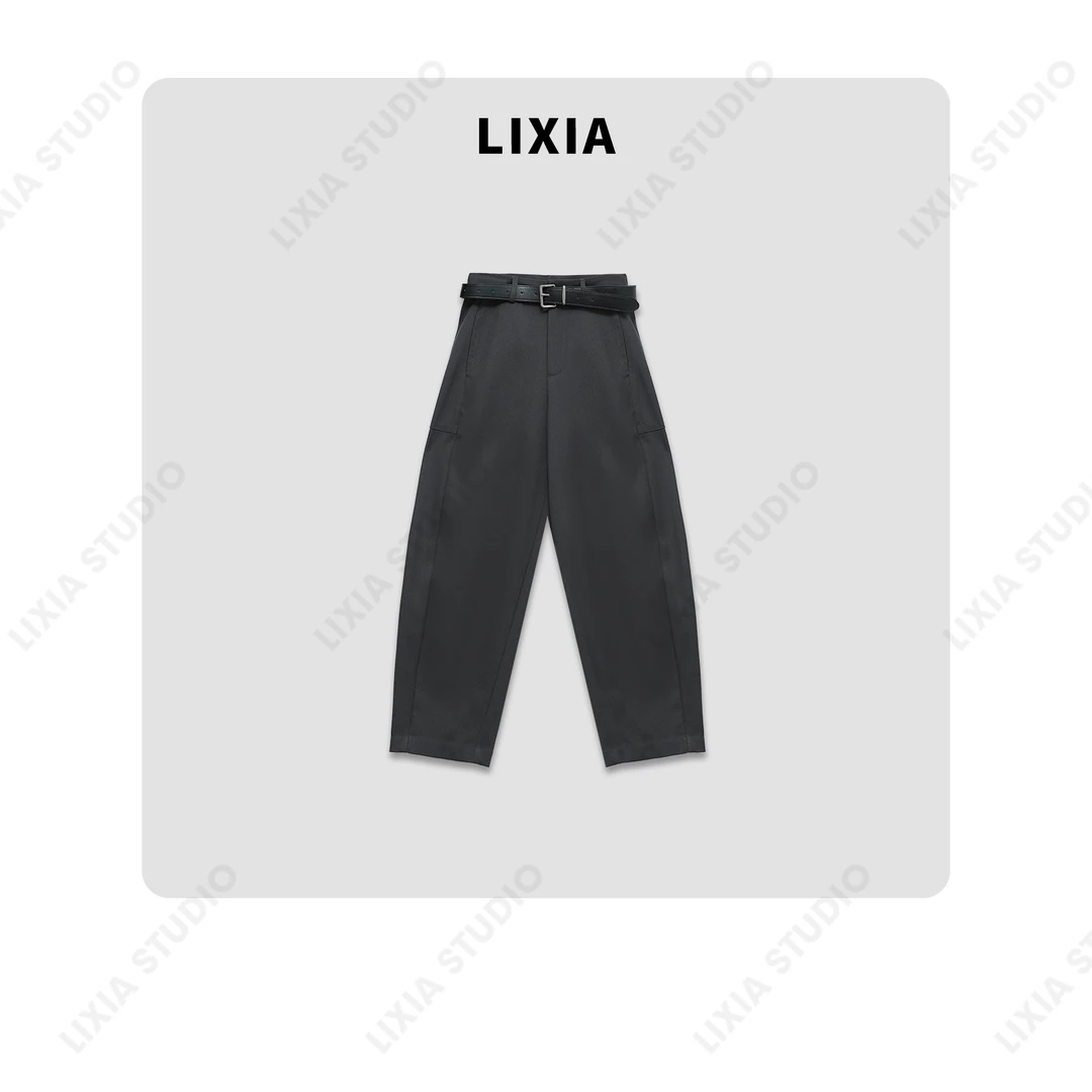 LIXIA【秀场主角】英伦设计感ins风弯刀山本裤-A7707