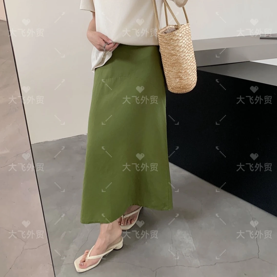 【天丝亚麻&拼接半身裙】夏季多色拼接天丝亚麻半裙DF317