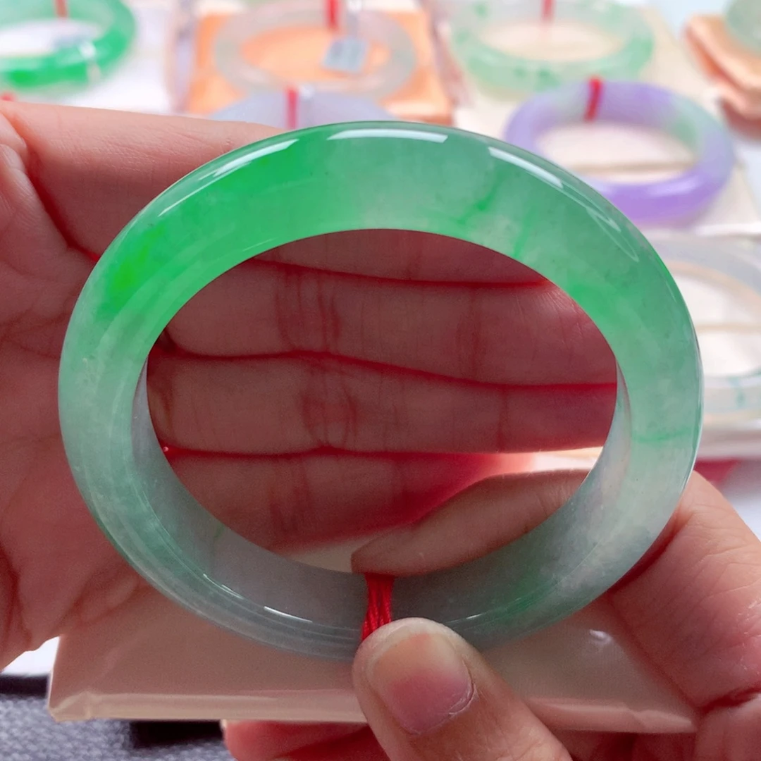 翡翠未镶嵌手镯55.8起光冰阳绿宝藏毕业超高性价比A