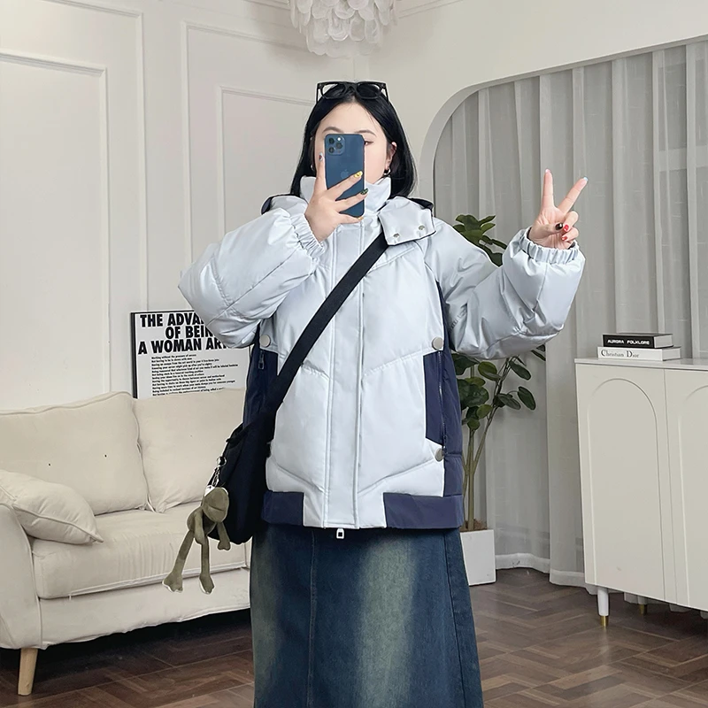 冬日来信 / 撞色好穿女主角棉服18043花契200斤胖mm冬季气质百搭