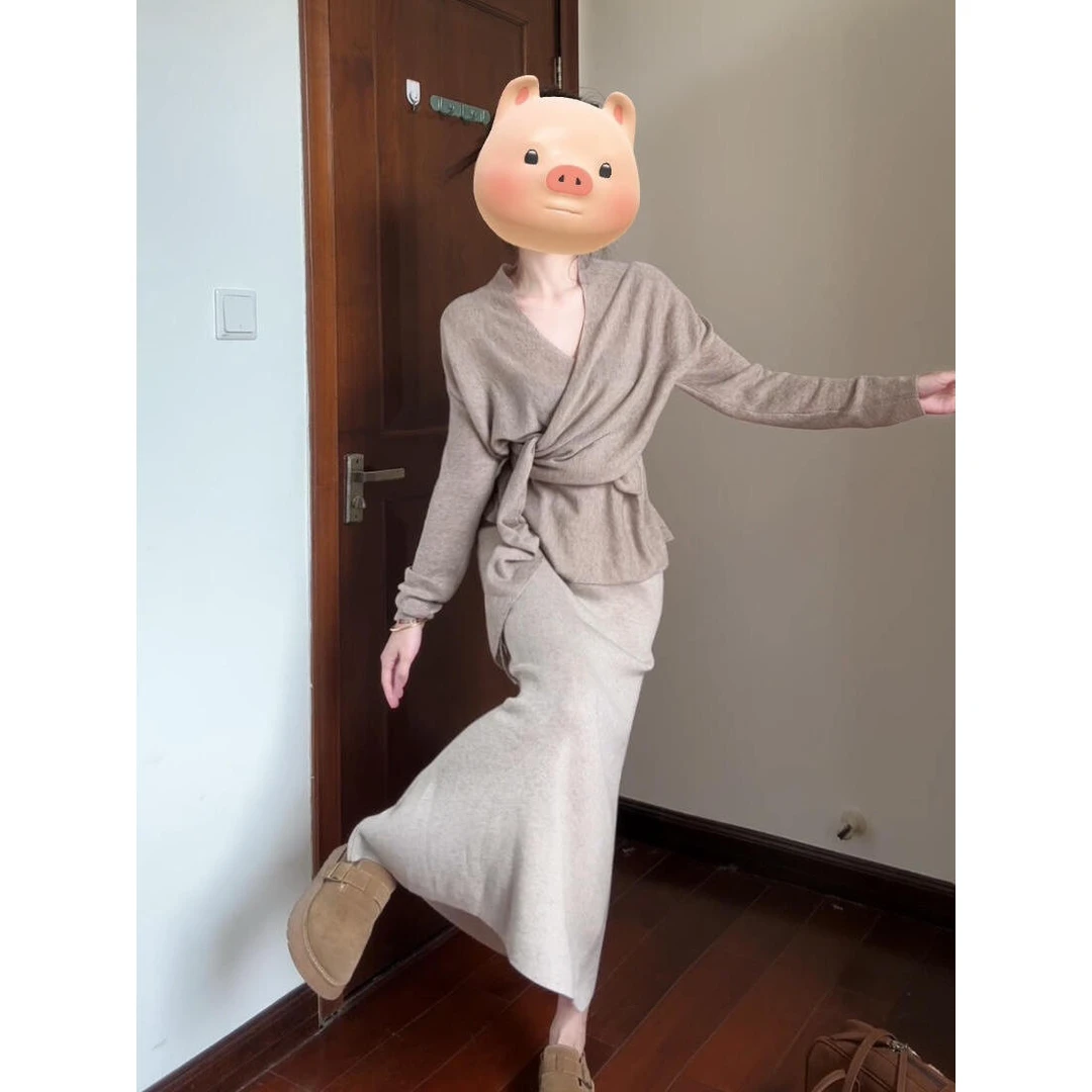 法式多种穿法针织衫女2025早春季新款软糯毛衣宽松显瘦慵懒风上衣