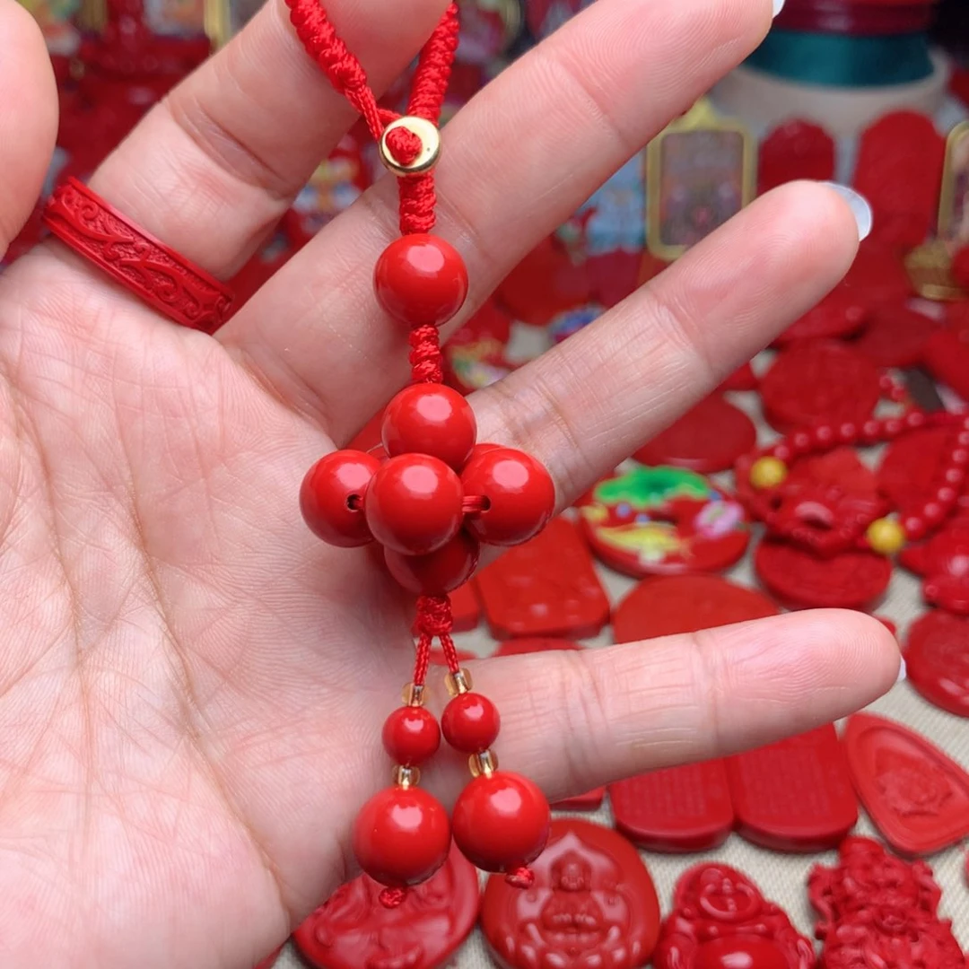 天然辰砂工艺品朱砂钥匙扣包包挂