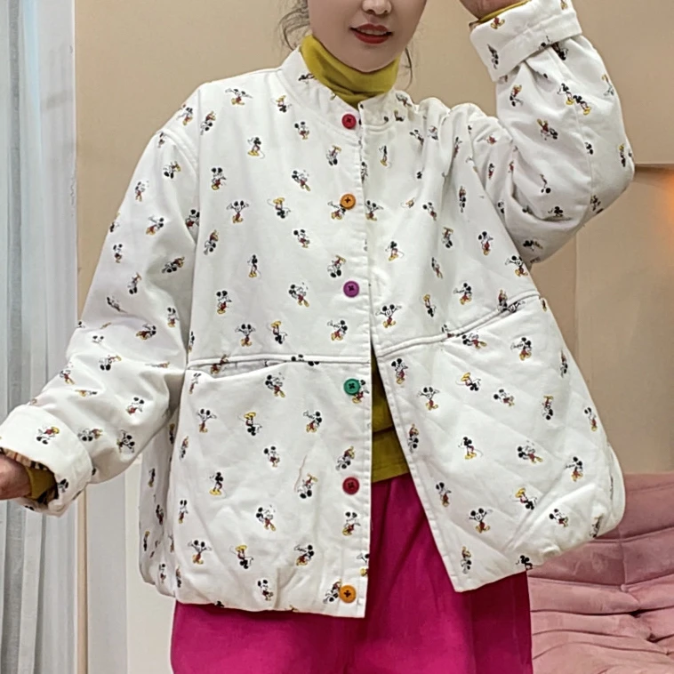 1047韩版绗棉大版加厚米奇棉衣女