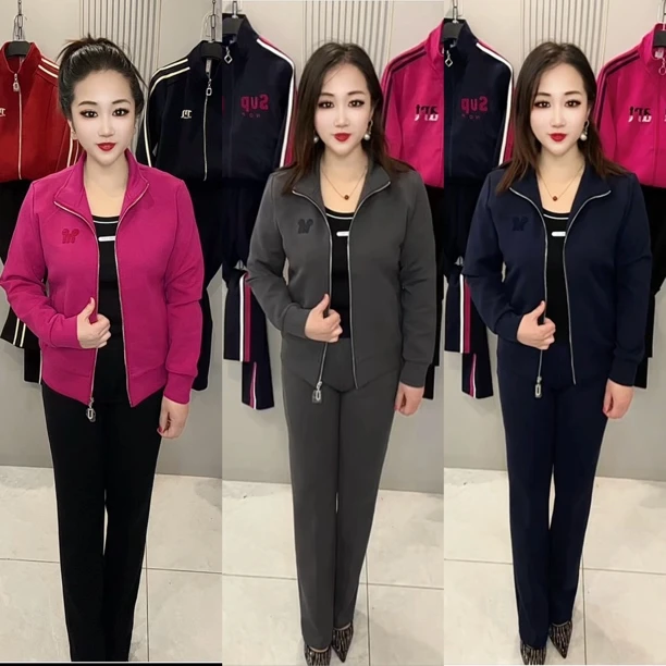 女士运动服套装春秋时尚休闲宽松显瘦气质卫衣两件套