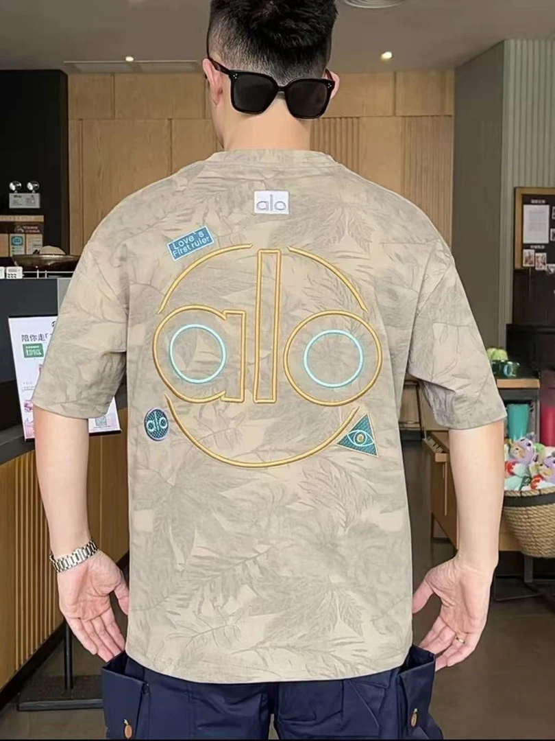 DB 男装夏季新款潮牌刺绣字母晕染T恤男洋气百搭短袖男T-7115