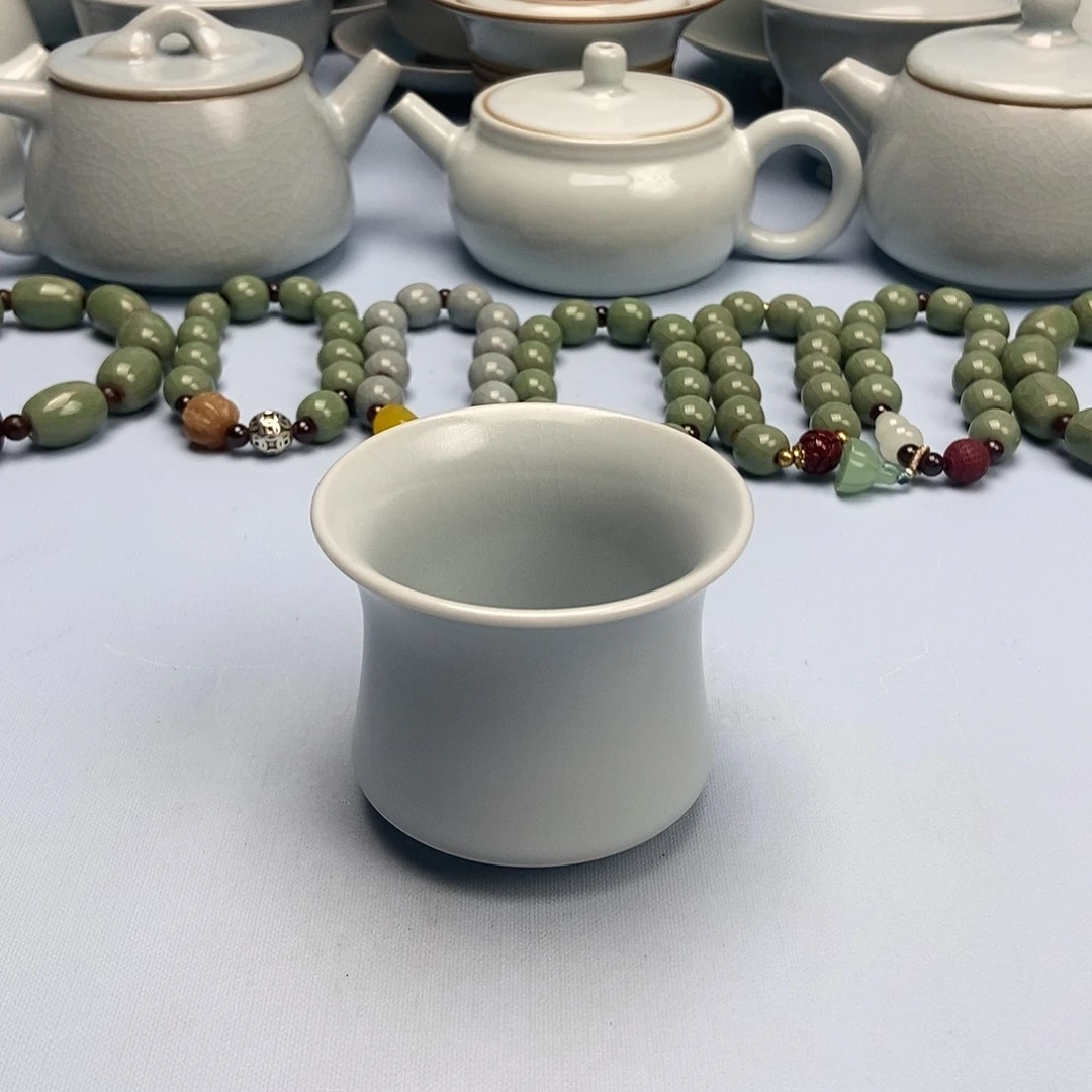 杯仿古月白马蹄杯原矿原釉原产地