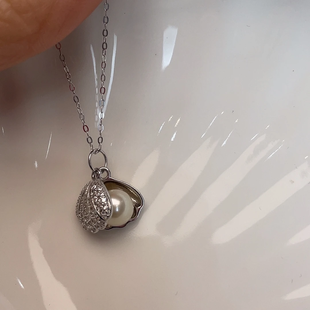 海水珍珠银S925镶嵌项链