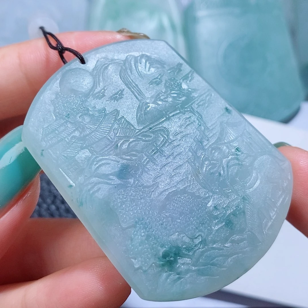 定制翡翠未镶嵌毛货付款后确认抛光
