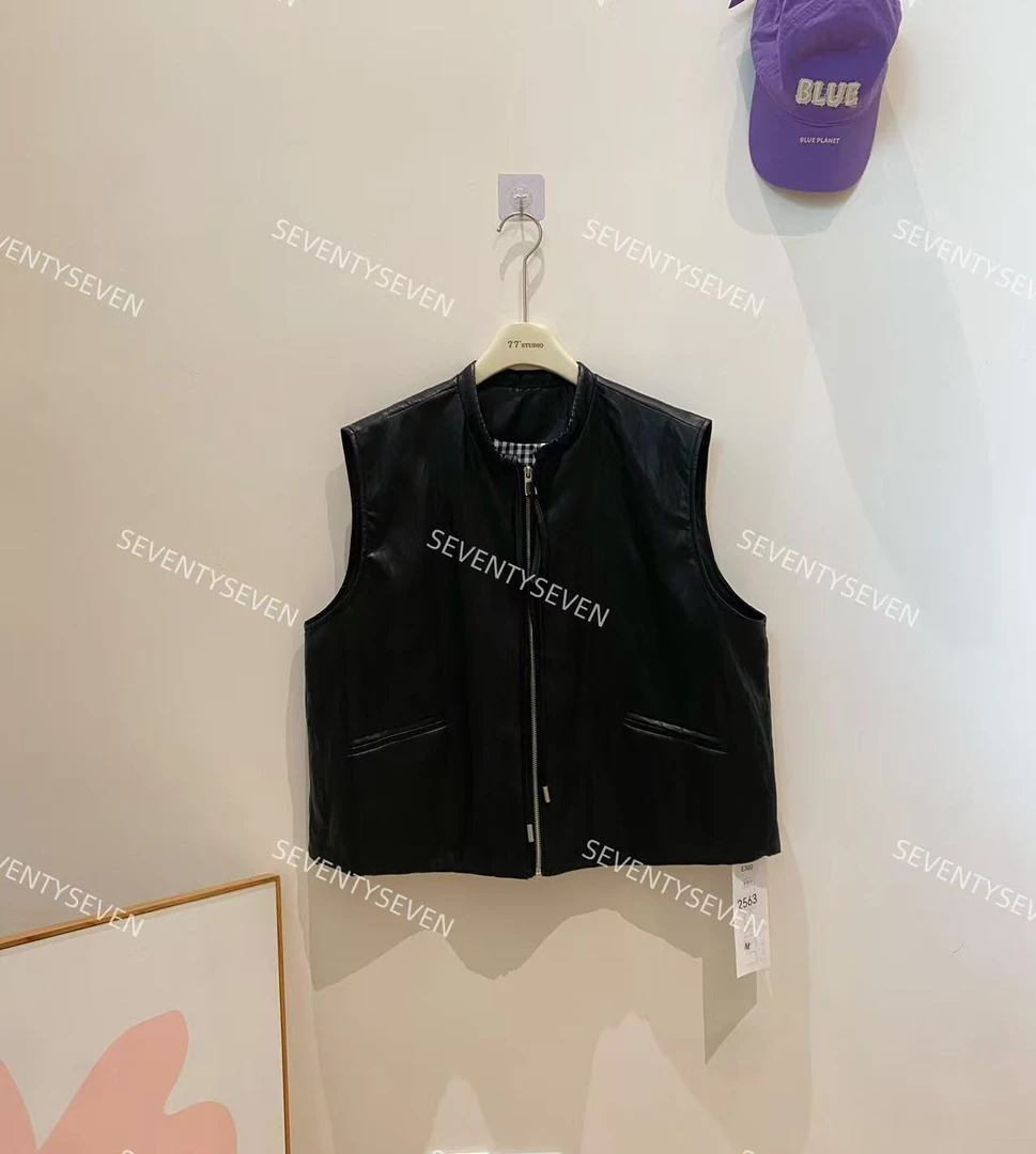 E300#Seoul新款百搭时尚皮感马甲（拍照光线原因 颜色略有误差）