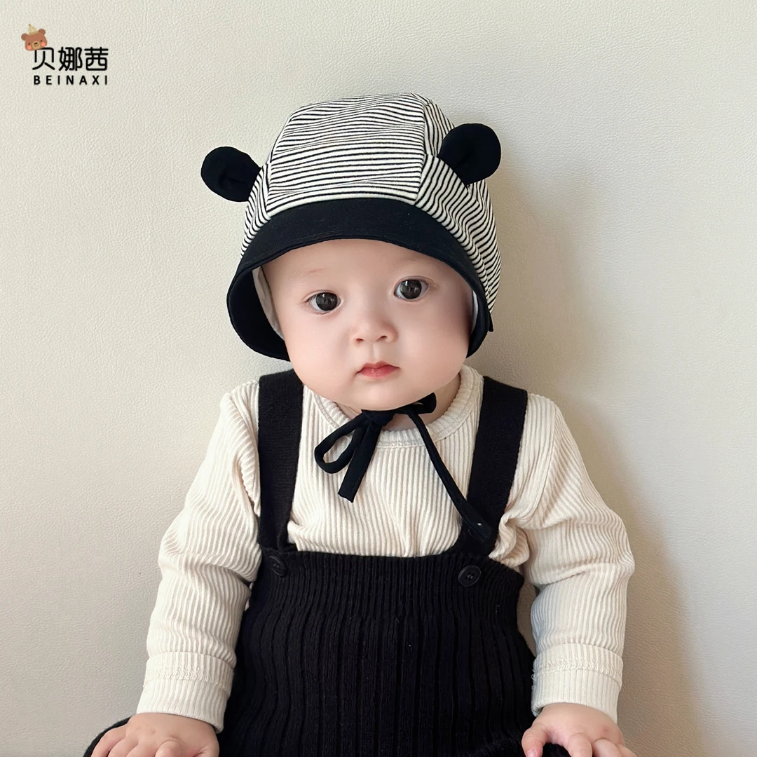 Beinaqian/贝娜茜婴儿帽子春秋季宝宝男护耳帽冬季囟门帽胎帽韩版