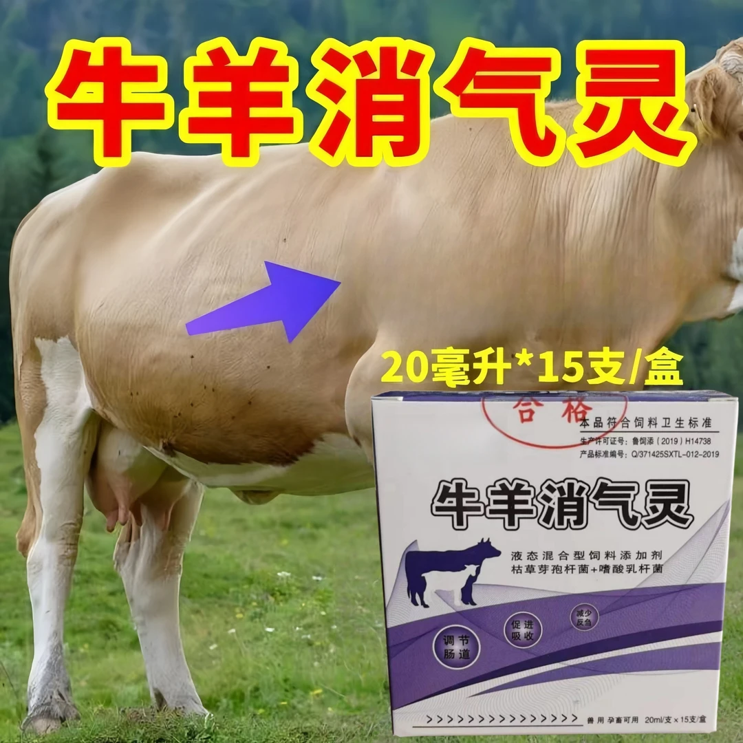 牛羊消气灵口服液牛羊消胀气瘤胃肠鼓气不反刍饲料添加剂