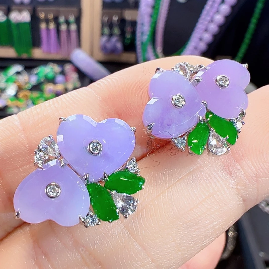 翡翠18K金镶嵌耳饰签收后24小时鉴赏期