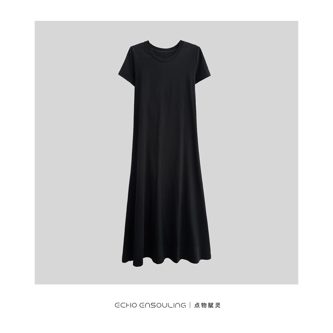特价E64093短袖显瘦宽松休闲极简机场裙夏季
