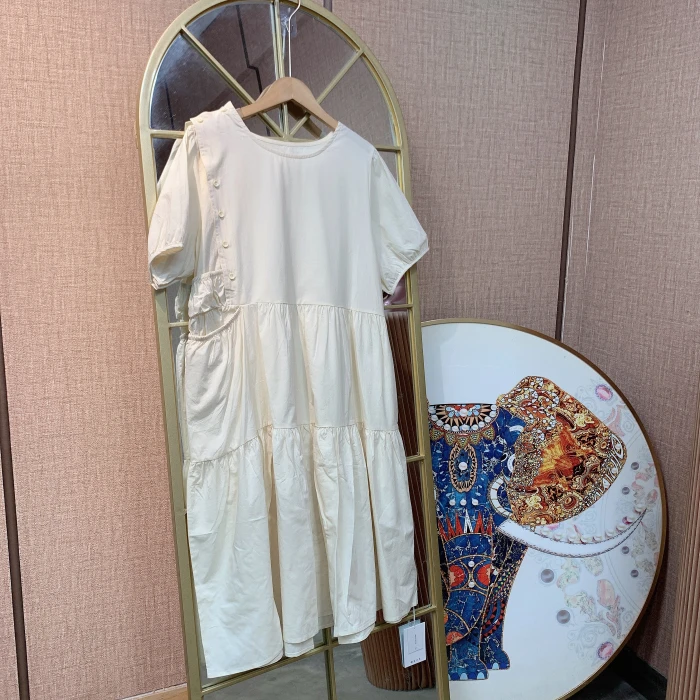 RR089孕妇杏色连衣裙90-150