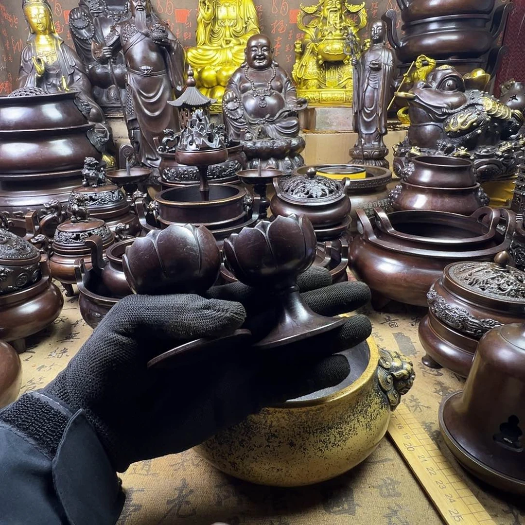 孝***义烛台香筒花瓶铜香炉供香炉熏香炉风水摆件